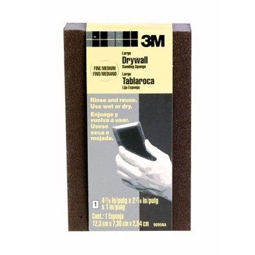 3M™ Drywall Sanding Sponge 9095DC, Dual Grit Block, 2 7/8 in x 4 7/8 in x 1 in, Fine/Medium, 24ea/cs