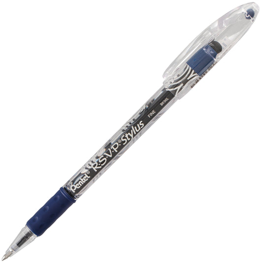 Pentel RSVP STYLUS Ballpoint Pen, (0.7mm) Fine Line, Blue Ink (BK90L-C), 48 Dozen