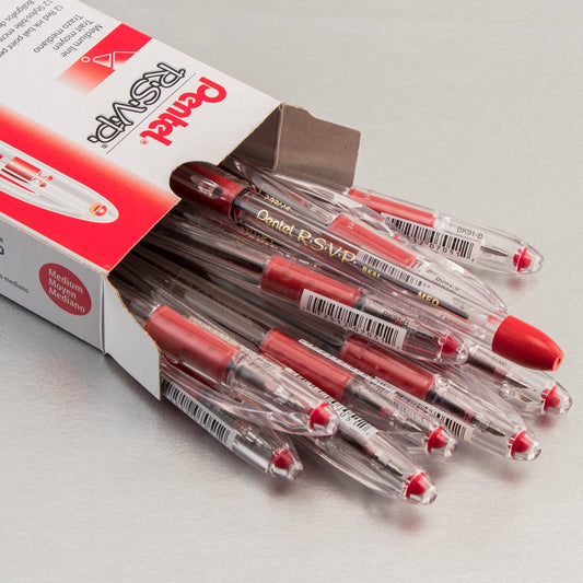 Pentel RSVP Ballpoint Pen, (1.0mm) Medium Line, Red Ink (BK91-B)