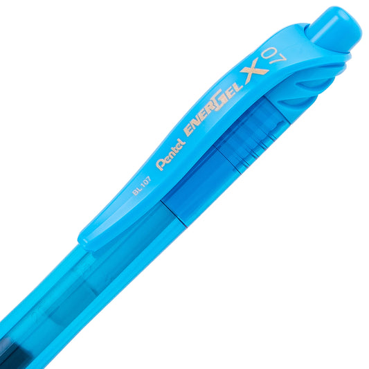EnerGel-X Retractable Liquid Gel Pen, (0.7mm) Metal Tip, Medium Line, Sky Blue Ink (BL107-S)