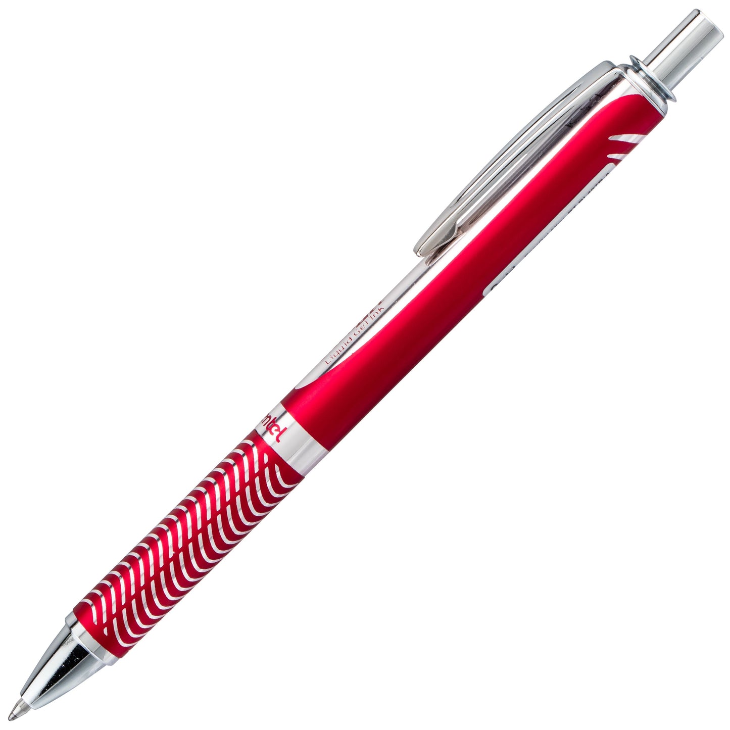 Pentel EnerGel Alloy Retractable Premium Liquid Gel Pen, (0.7mm) Metal Tip, Medium Line, Red Barrel, Black Ink (BL407B-A), 24 Dozen