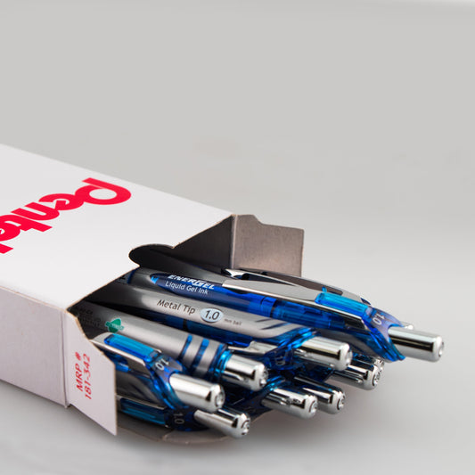 Pentel EnerGel RTX Retractable Liquid Gel Pen, (1.0mm) Metal Tip, Bold Line, Blue Ink (BL80-C)