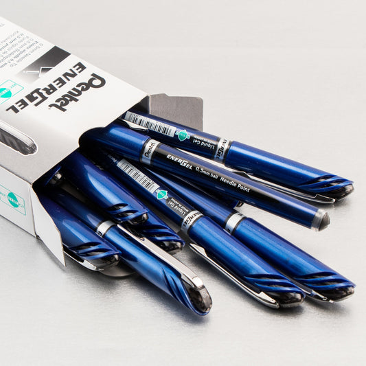 Pentel EnerGel NV Liquid Gel Pen, (0.5mm) Needle Tip, Fine Line Capped, Black Ink (BLN25-A)