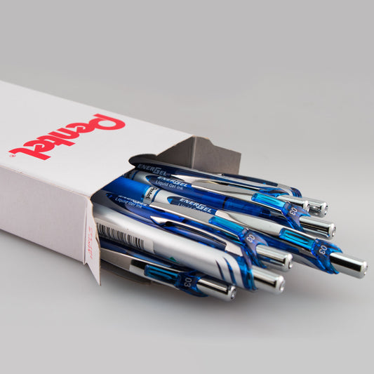 Pentel EnerGel RTX Retractable Liquid Gel Pen, (0.3mm) Needle Tip, Extra Fine Line, Blue Ink (BLN73-C)