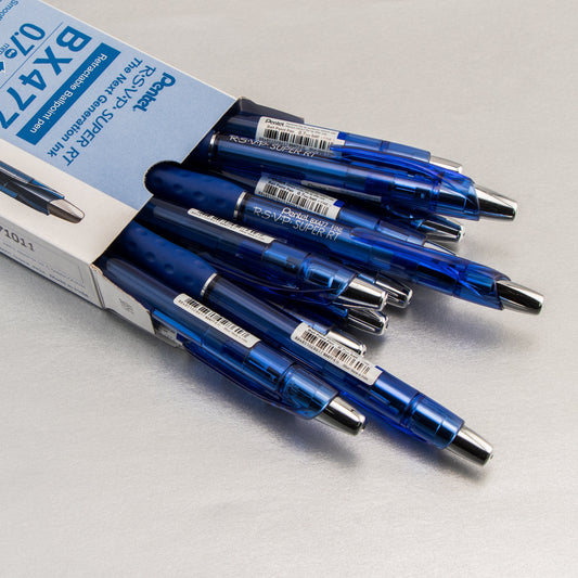 Pentel RSVP Super RT Ballpoint Pen, (0.7mm) Fine Line, Blue Ink (BX477-C)