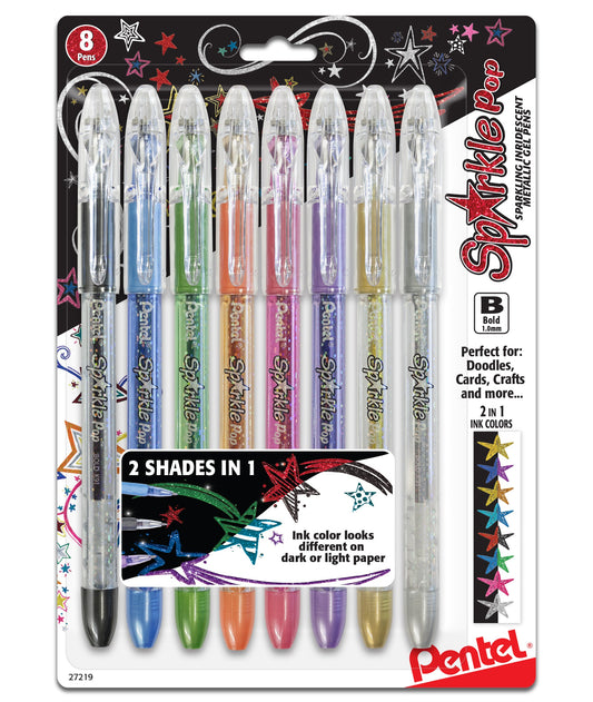 Sparkle Pop Metallic Gel Pen, (1.0mm) Bold Line, Assorted Ink (A/C/D/F/P/V/X/Z), 8-Pk (K91BP8M)