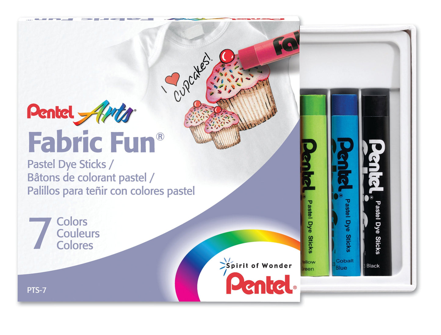 Pentel Arts Fabric Fun Pastel Dye Sticks - 7 Color Set (PTS-7), 288 Each