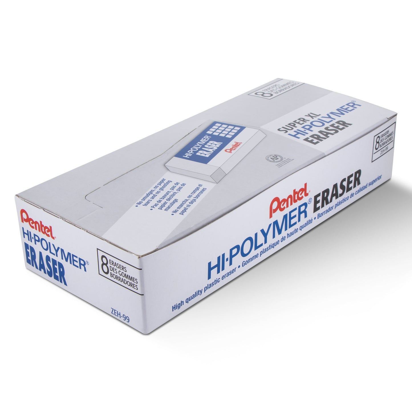 Pentel Hi-Polymer Block Eraser, Super XL White, Open Stock (8-pc) (ZEH-99)