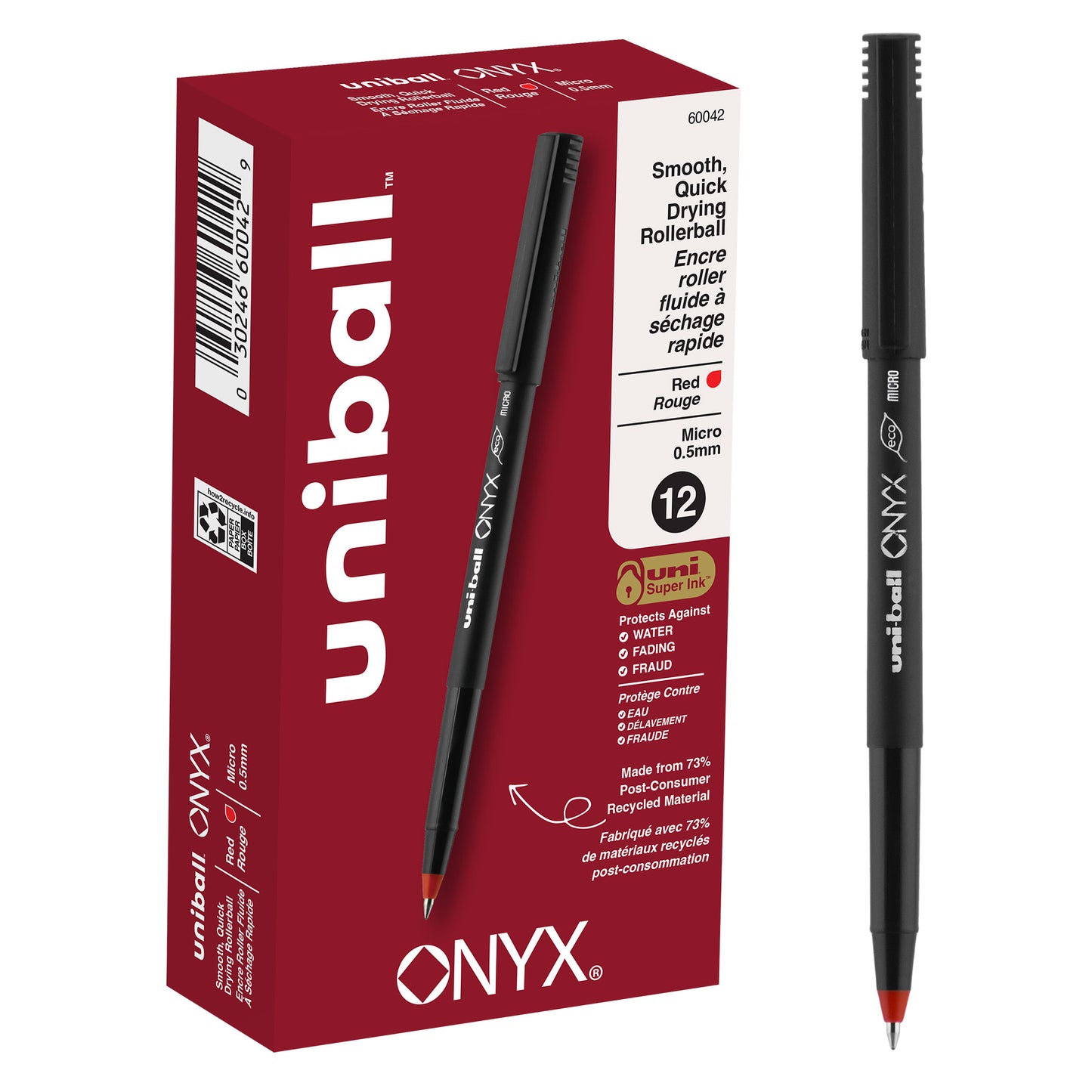 uniball™ Onyx Rollerball Pen, Micro Point (0.5mm), Red