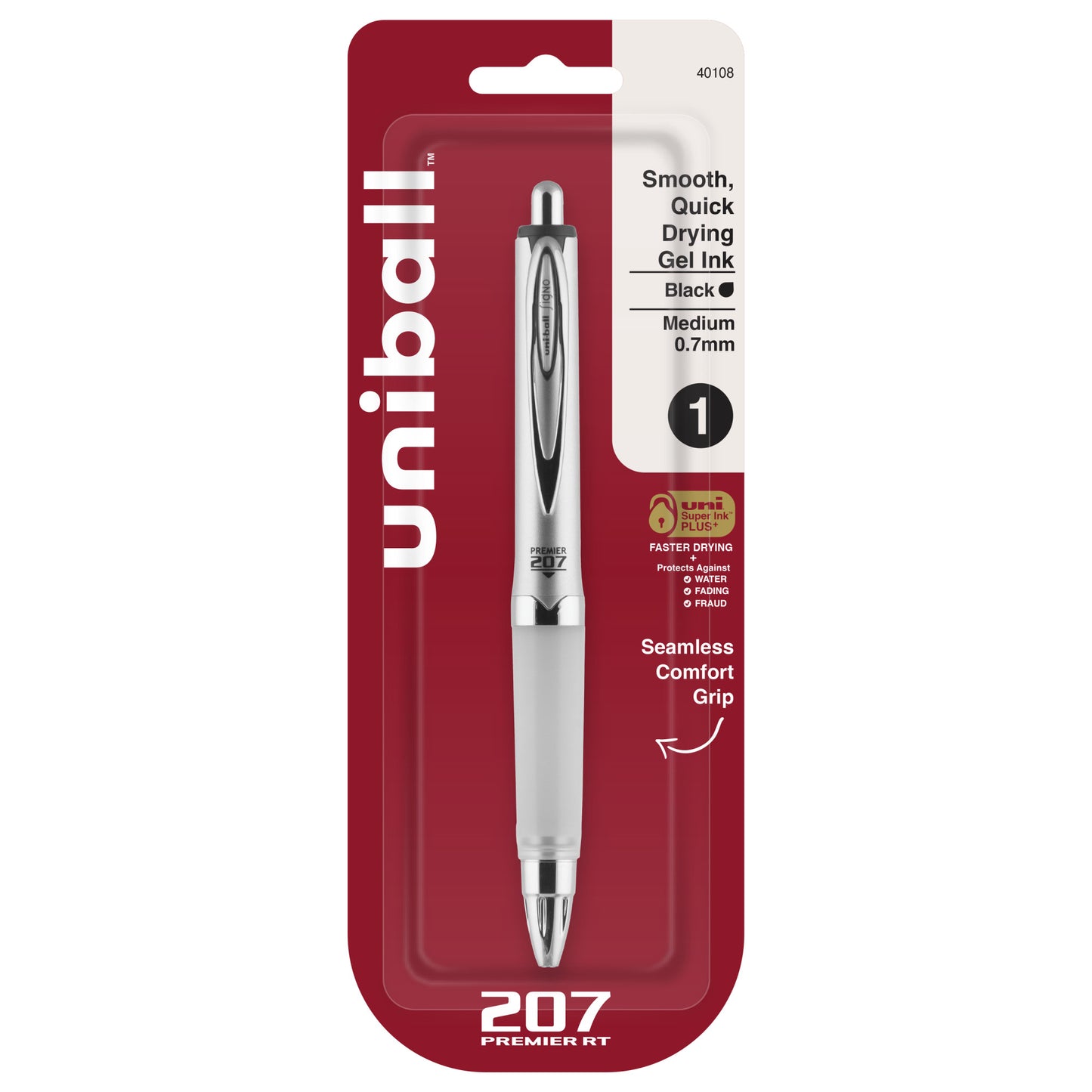 uniball™ 207 Premier Retractable Gel Pen, Medium Point (1.0mm), Black, 1 Pack