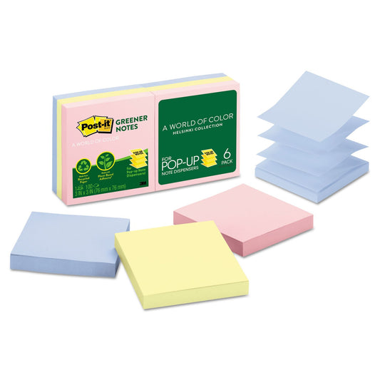 Post-it® Dispenser Pop-up Notes R330RP-6AP, 3 in x 3 in (76 mm x 76 mm), 100% PEFC, SGSCH-PEFC-COC-110078