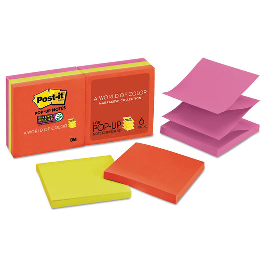 Post-it® Super Sticky Pop-up Notes R330-6SSAN, Playful Primaries, 3x3, 6pds/pk, 90 sht/pd, 100% PEFC, SGSCH-PEFC-COC-110078