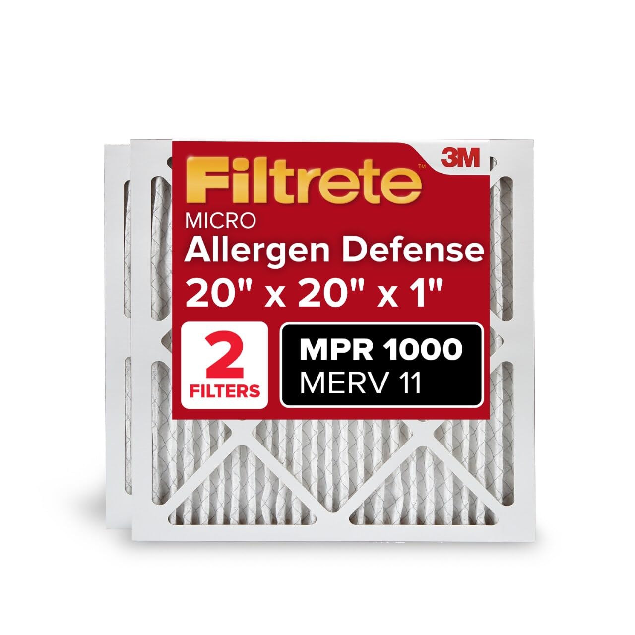 Filtrete™ Allergen Defense Filter AD02-2PK-1E, 20 in x 20 in x 1 in (50.8 cm x 50.8 cm x 2.5 cm) ,