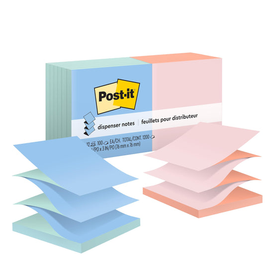 Post-it® Pop-up Notes R330-U-ALT, Alt Colors in Pads, 3 in x 3 in (76 mm x 76 mm), 100% PEFC, SGSCH-PEFC-COC-110078