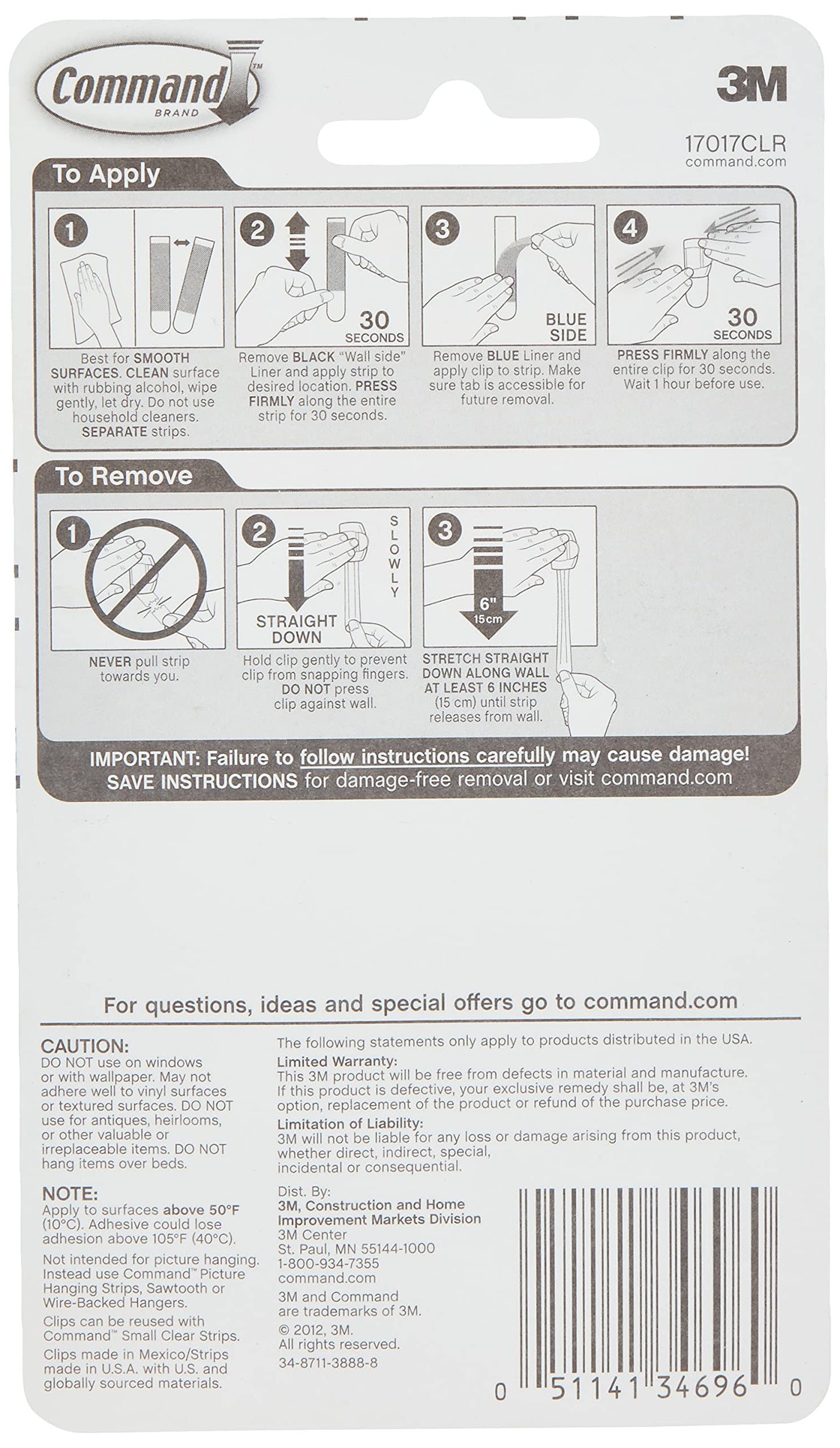 Command™ Clear Round Cord Clips, 17017CLRES, 4 Clips, 5 Strips