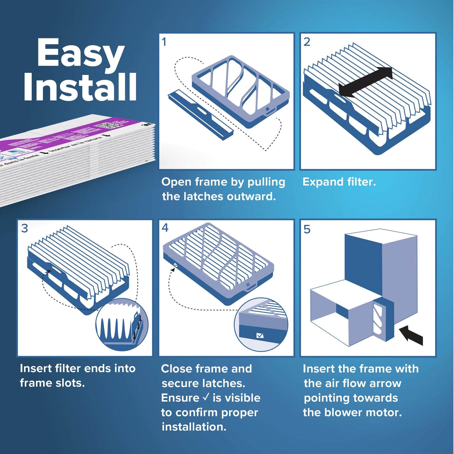 Filtrete™ Refillable Filter Kit 1550 MPR RS2001-4-2P-EC, 16 in x 25 in x 4 in (40.6 cm x 63.5 cm x 10.1 cm) 1 Frame & 2 Filters