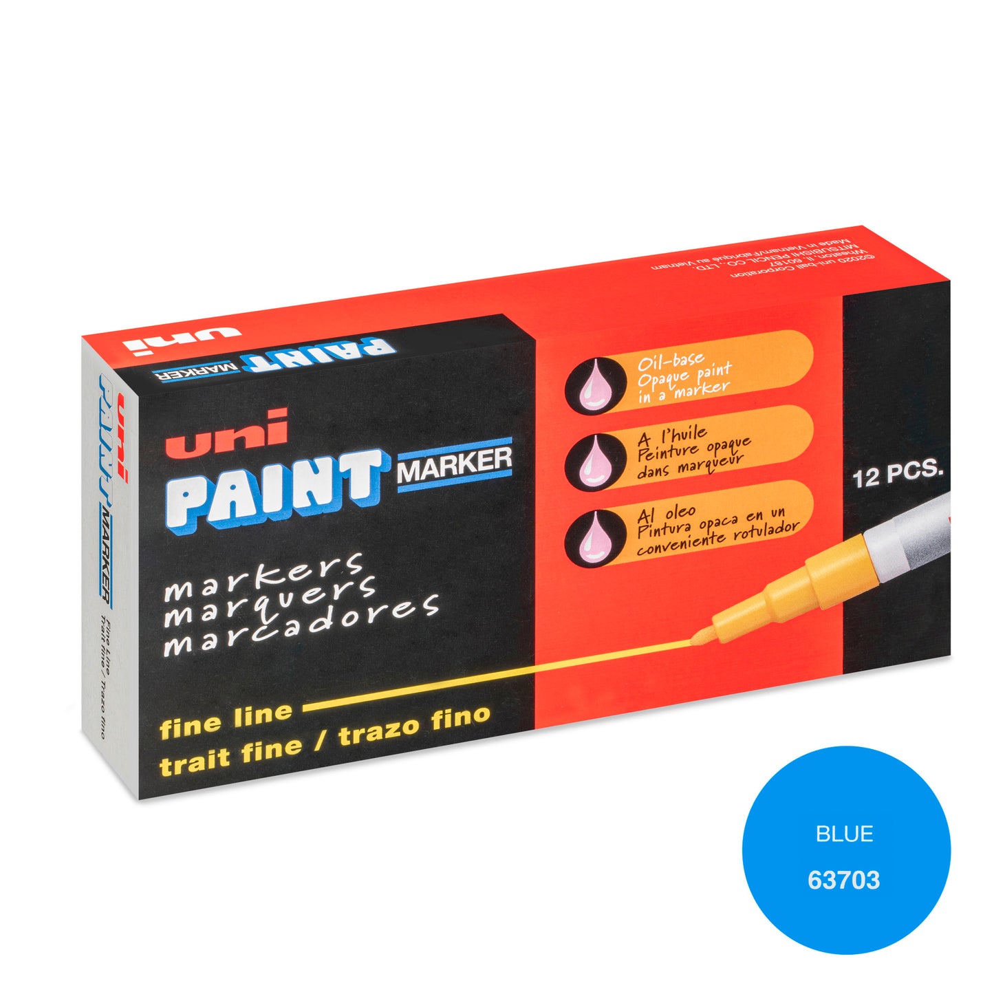 uni® Paint PX-21 Oil-Based Paint Markers, Fine Line (1.2mm), Blue