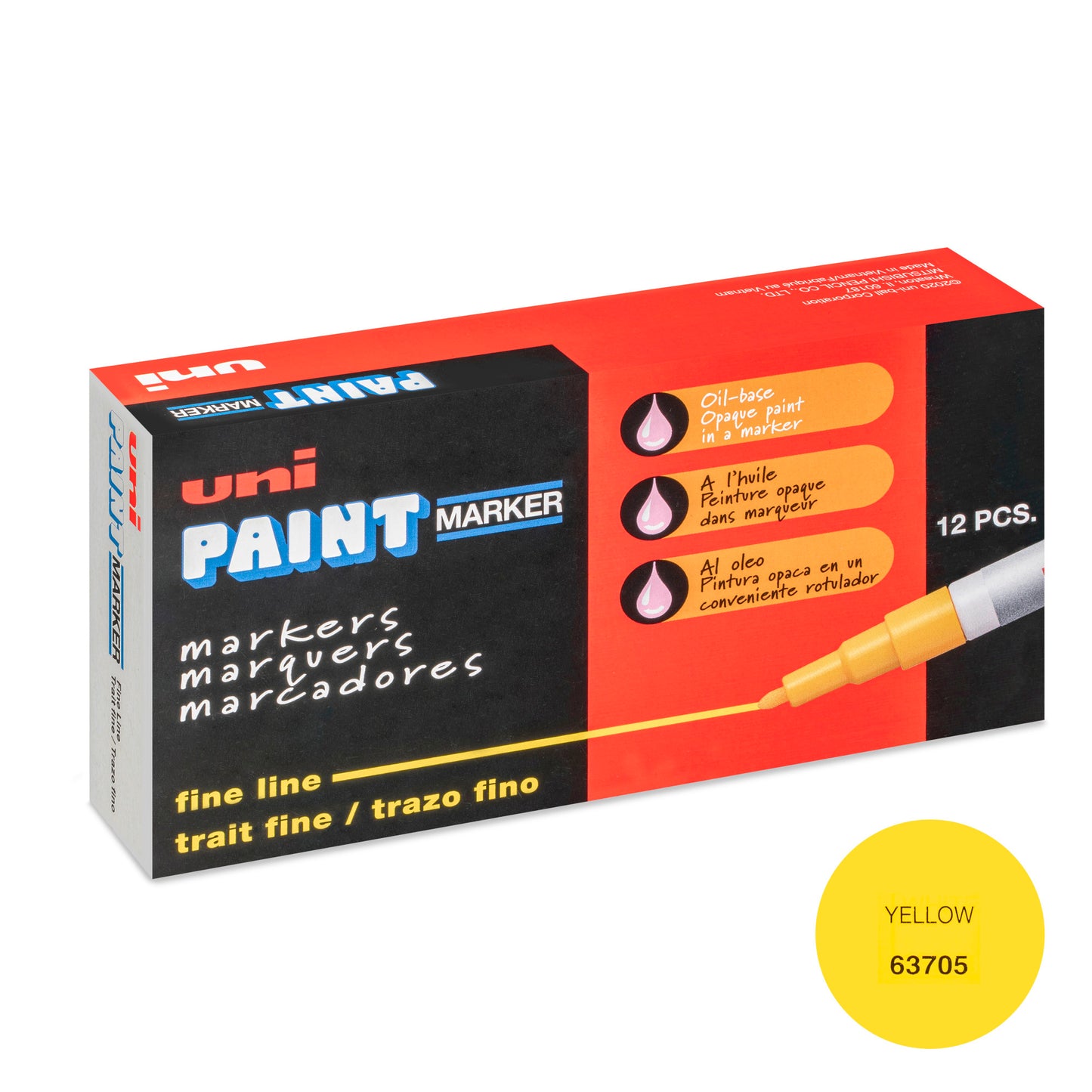 uni® Paint PX-21 Oil-Based Paint Markers, Fine Line (1.2mm), Yellow