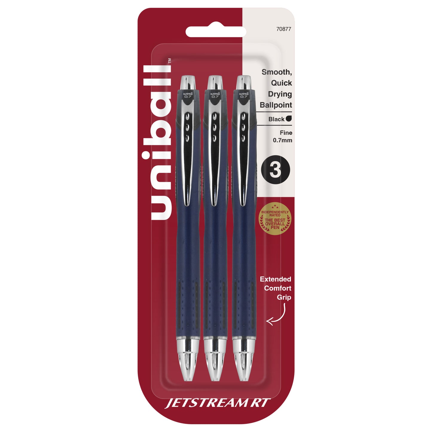 uniball™ Jetstream RT Ballpoint Pens, Fine Point (0.7mm), Black, 3 Pack