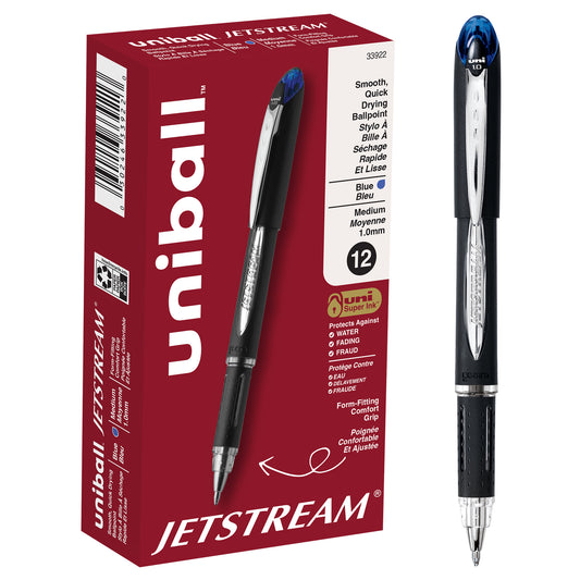 uniball™ Jetstream Ballpoint Pens, Medium Point (1.0mm), Blue, 12 Pack