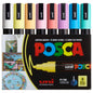 uni® POSCA PC-5M Soft Colors Water-Based Paint Markers, Reversible Medium Tip (1.8-2.5mm), Assorted Colors, 8 Pack