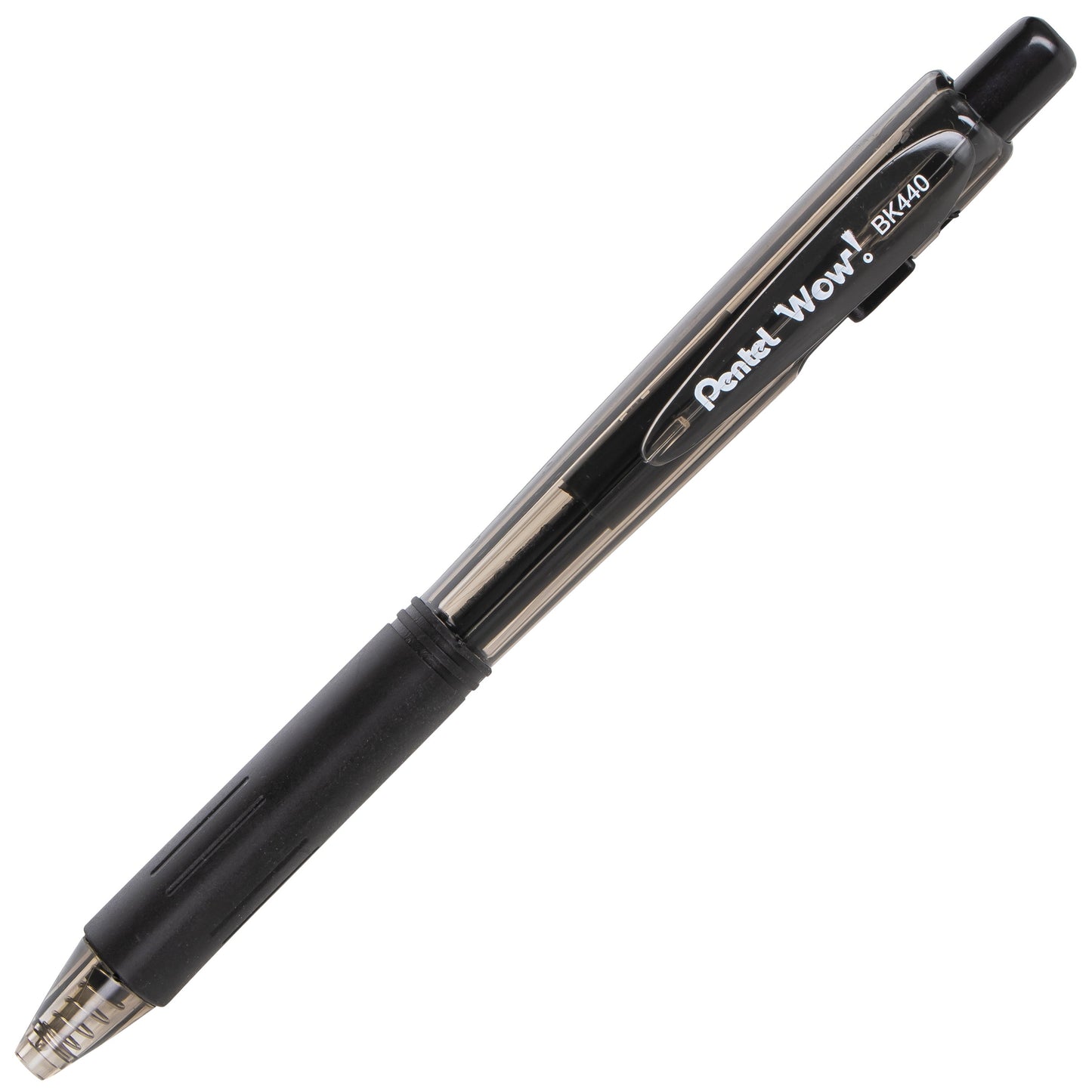 Wow! Retractable Ballpoint Pen, (1.0mm) Medium Line, NEW Ink, Black Ink (BK440-A)