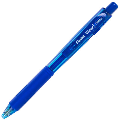 Wow! Retractable Ballpoint Pen, (1.0mm) Medium Line, NEW Ink, Blue Ink (BK440-C)