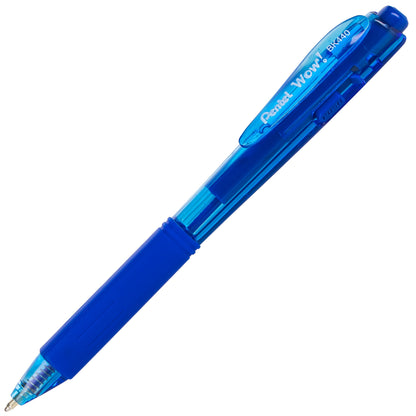 Wow! Retractable Ballpoint Pen, (1.0mm) Medium Line, NEW Ink, Blue Ink (BK440-C)
