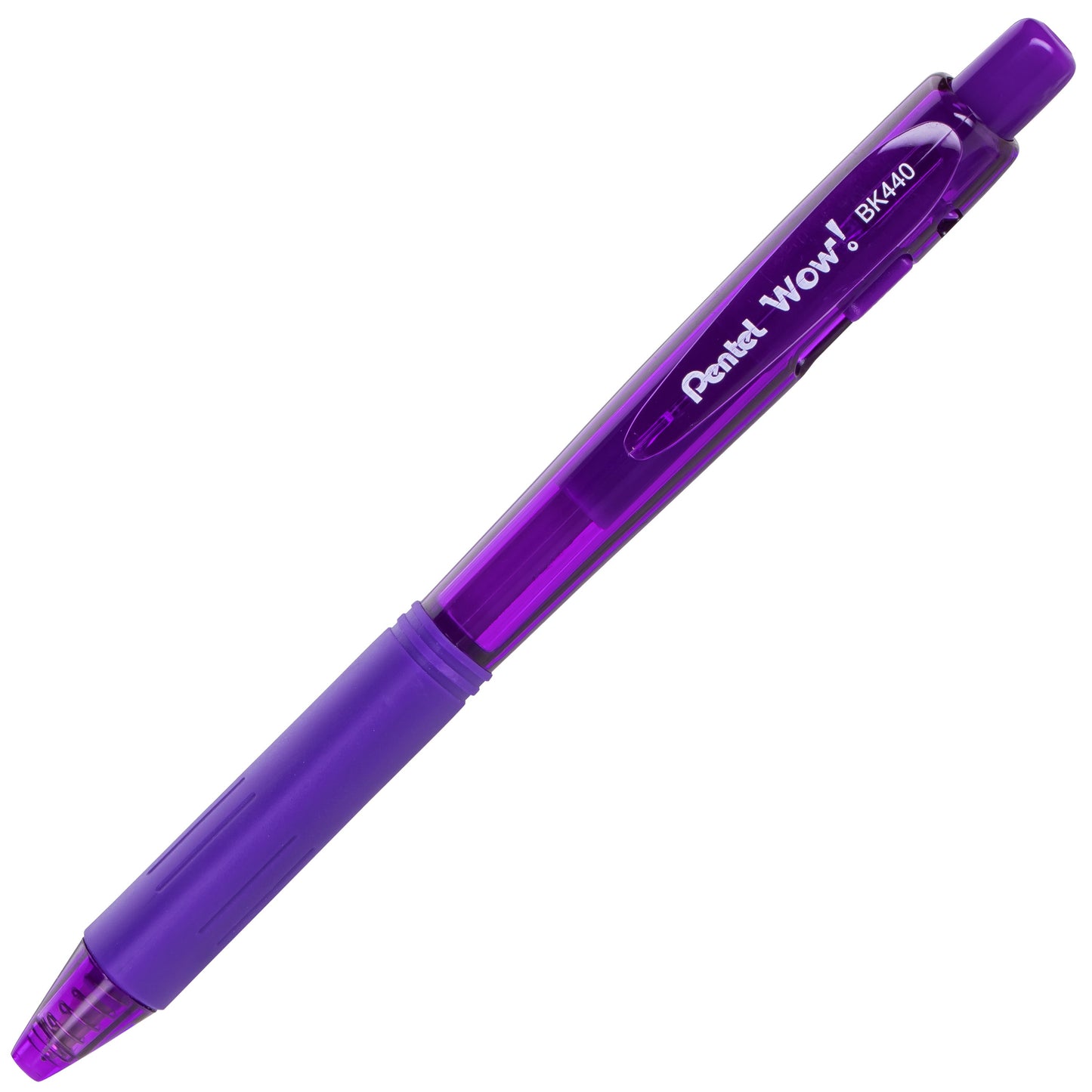 Wow! Retractable Ballpoint Pen, (1.0mm) Medium Line, NEW Ink, Violet Ink (BK440-V)