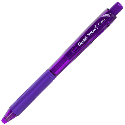 Wow! Retractable Ballpoint Pen, (1.0mm) Medium Line, NEW Ink, Violet Ink (BK440-V)