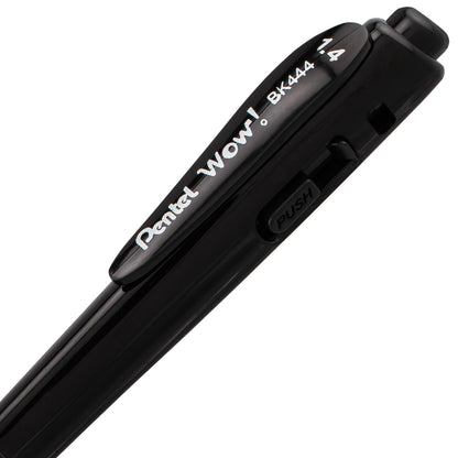 Pentel WOW! Ballpoint Pen, (1.4mm), Bold Line, Black Ink (BK444-A)