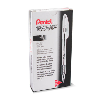 RSVP Ballpoint Pen, (0.7mm) Fine Line, Black Ink (BK90-A)