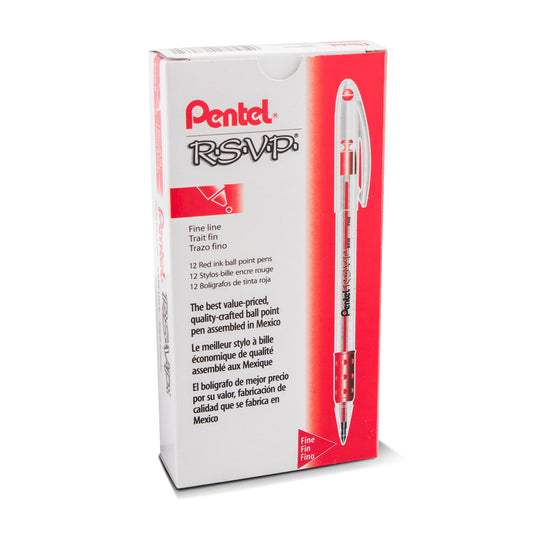 RSVP Ballpoint Pen, (0.7mm) Fine Line, Red Ink (BK90-B)