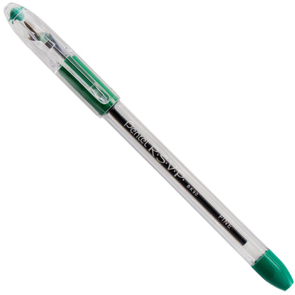 RSVP Ballpoint Pen, (0.7mm) Fine Line, Green Ink (BK90-D)