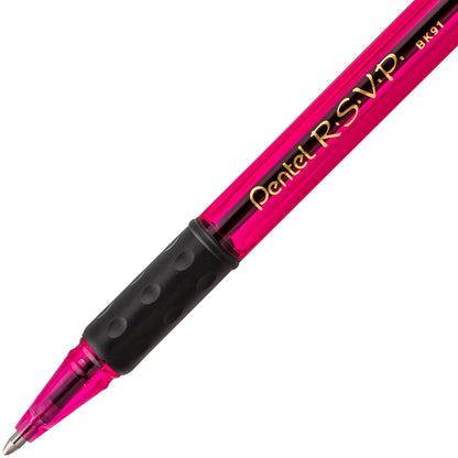 RSVP Razzle-Dazzle Ballpoint Pen, (1.0mm) Medium Line, Pink Barrel, Black Ink (BK91RDP-A)