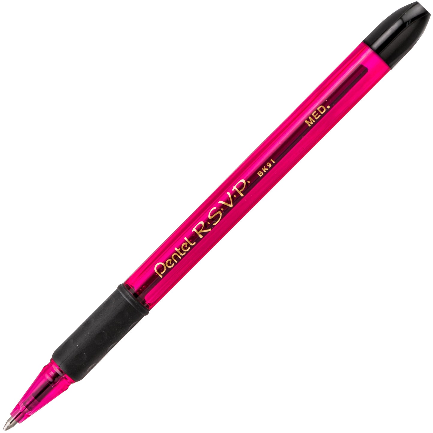 RSVP Razzle-Dazzle Ballpoint Pen, (1.0mm) Medium Line, Pink Barrel, Black Ink (BK91RDP-A)