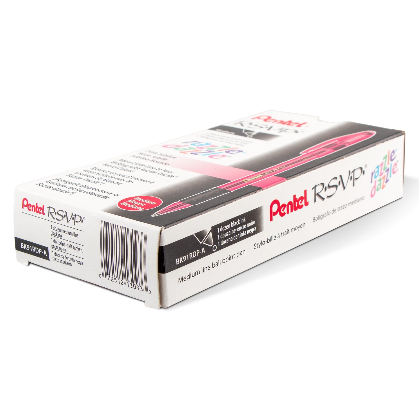 RSVP Razzle-Dazzle Ballpoint Pen, (1.0mm) Medium Line, Pink Barrel, Black Ink (BK91RDP-A)