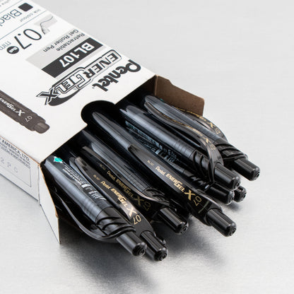EnerGel-X Retractable Liquid Gel Pen, (0.7mm) Metal Tip, Black Ink (BL107-A)