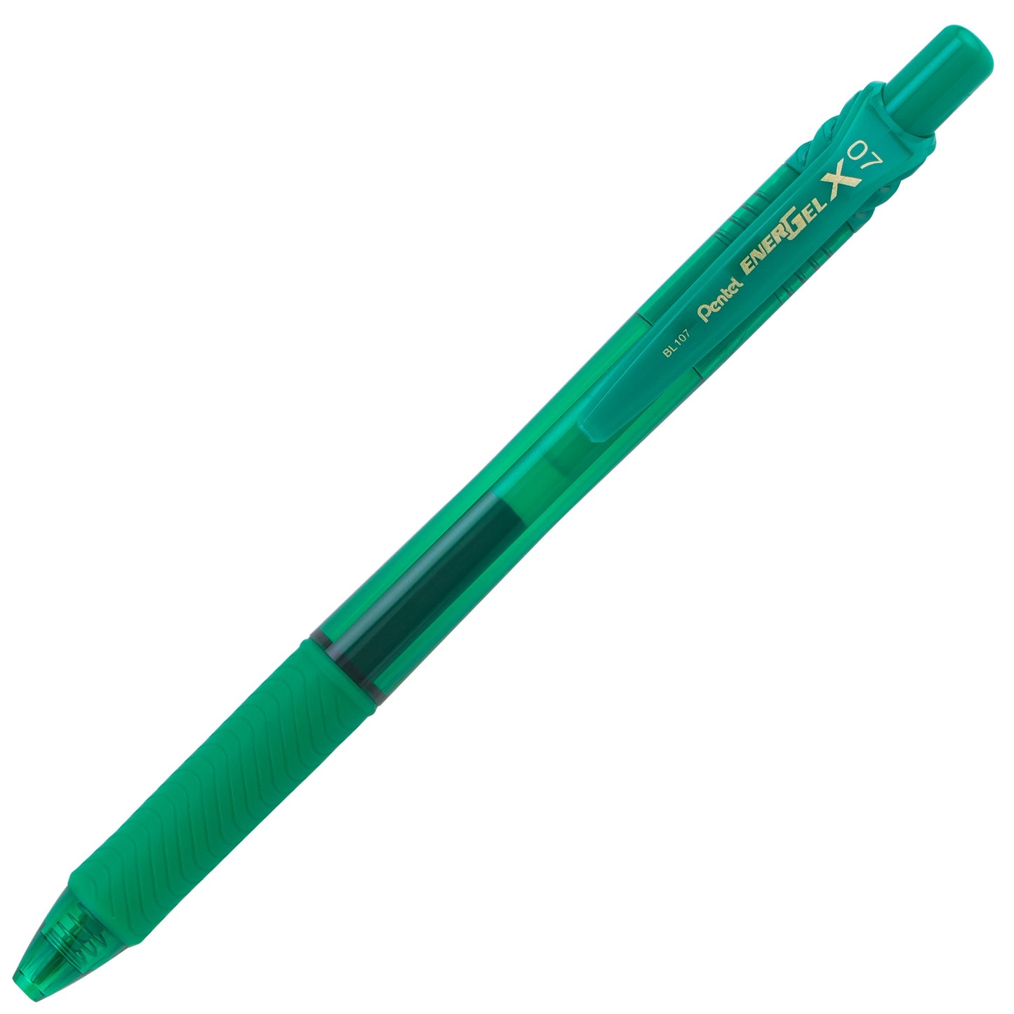 EnerGel-X Retractable Liquid Gel Pen, (0.7mm) Metal Tip, Medium Line, Green Ink (BL107-D)