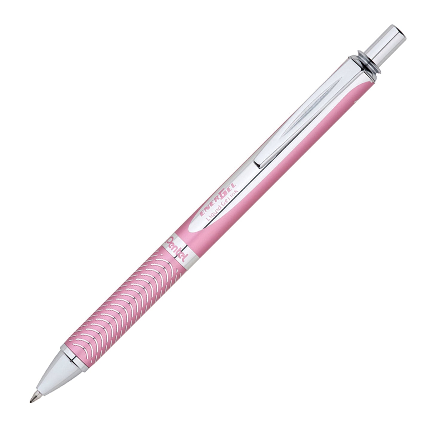 EnerGel Alloy Retractable Premium Liquid Gel Pen, (0.7mm) Metal Tip, Medium Line, Pink Barrel, Black Ink (BL407P-A)