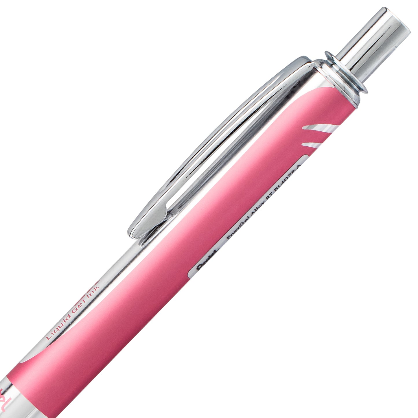 EnerGel Alloy Retractable Premium Liquid Gel Pen, (0.7mm) Metal Tip, Medium Line, Pink Barrel, Black Ink (BL407P-A)