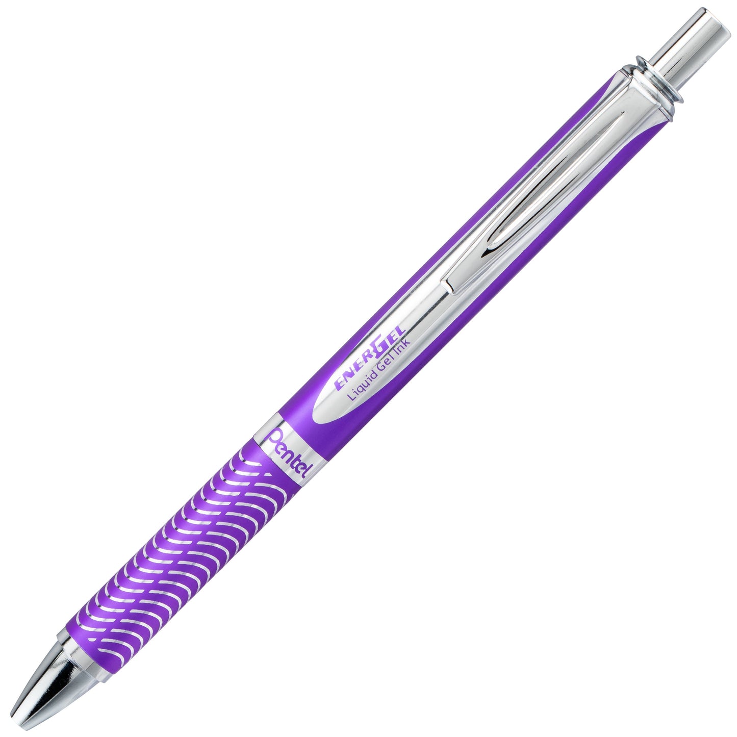 EnerGel Alloy Retractable Premium Liquid Gel Pen, (0.7mm) Metal Tip, Medium Line, Violet Barrel, Black Ink (BL407V-A)