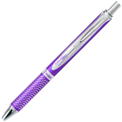 EnerGel Alloy Retractable Premium Liquid Gel Pen, (0.7mm) Metal Tip, Medium Line, Violet Barrel, Black Ink (BL407V-A)