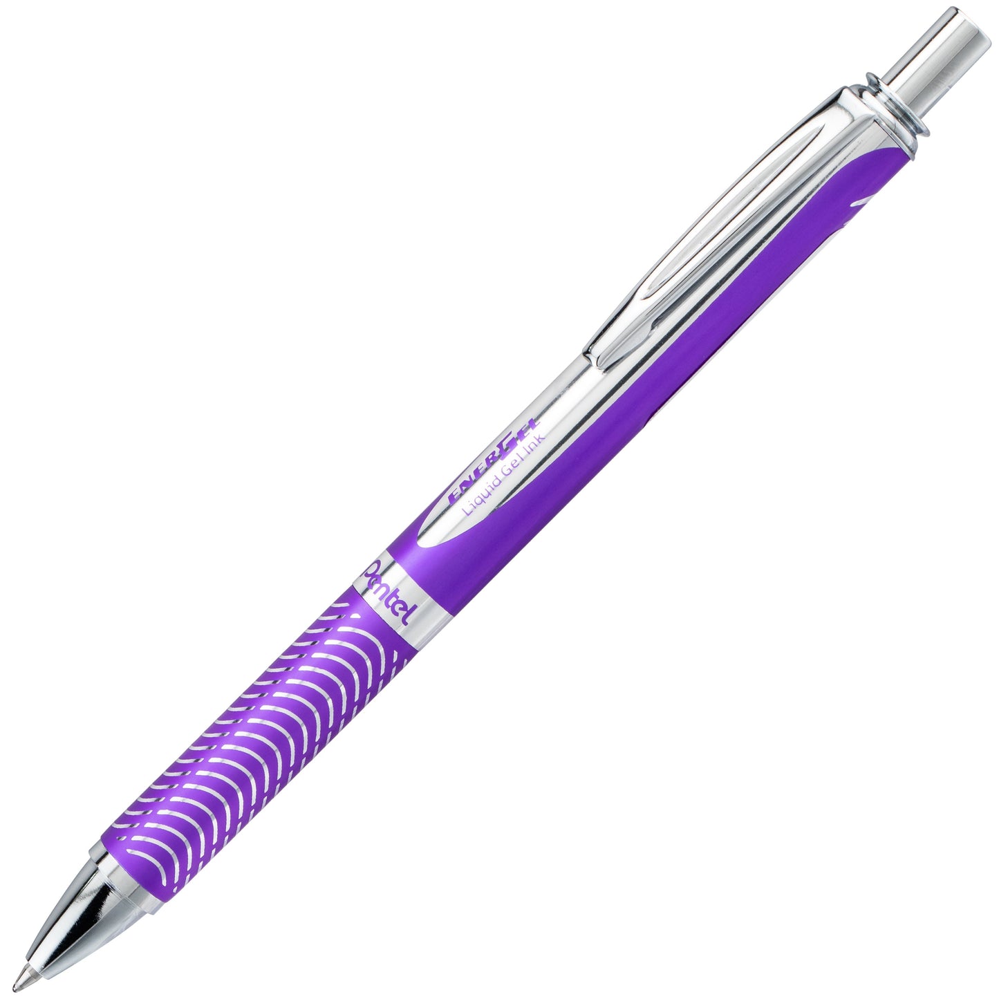 EnerGel Alloy Retractable Premium Liquid Gel Pen, (0.7mm) Metal Tip, Medium Line, Violet Barrel, Black Ink (BL407V-A)