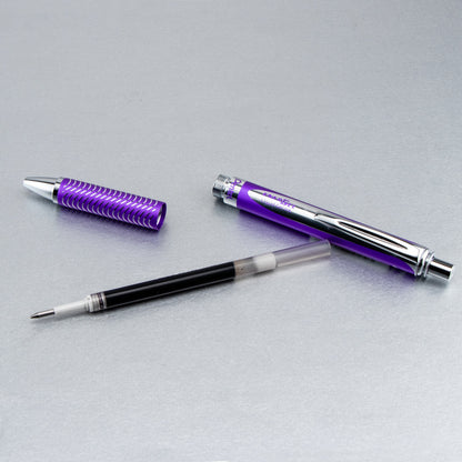 EnerGel Alloy Retractable Premium Liquid Gel Pen, (0.7mm) Metal Tip, Medium Line, Violet Barrel, Black Ink (BL407V-A)