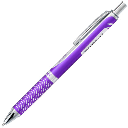 EnerGel Alloy Retractable Premium Liquid Gel Pen, (0.7mm) Metal Tip, Medium Line, Violet Barrel, Black Ink (BL407V-A)