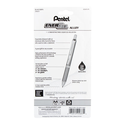 EnerGel Alloy Retractable Premium Liquid Gel Pen, (0.7mm) Metal Tip, Medium Line, Violet Barrel, Violet Ink, 1-Pk (BL407VBPV)