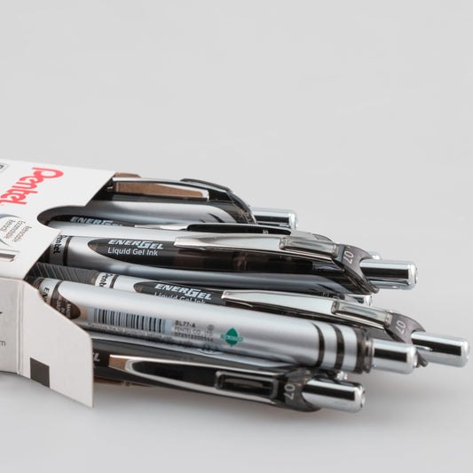 EnerGel RTX Retractable Liquid Gel Pen, (0.7mm) Metal Tip, Medium Line, Black Ink (BL77-A)