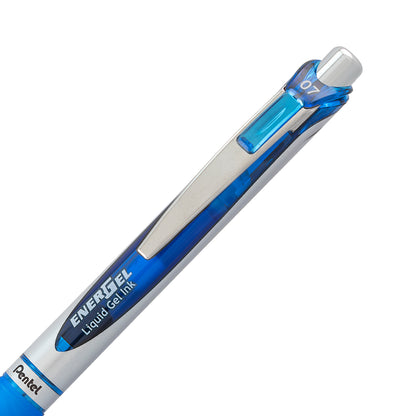 EnerGel RTX Retractable Liquid Gel Pen, (0.7mm) Metal Tip, Medium Line, Blue Ink (BL77-C)
