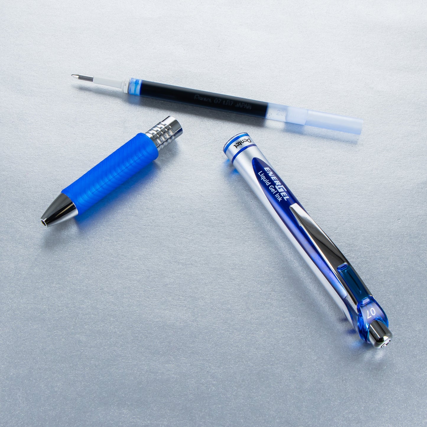 EnerGel RTX Retractable Liquid Gel Pen, (0.7mm) Metal Tip, Medium Line, Blue Ink (BL77-C)